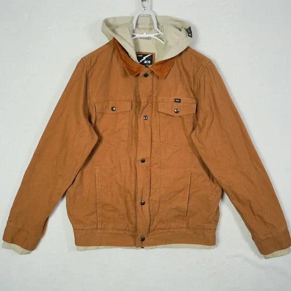 Vans x Anthony Van Engelen Hooded Barne Work Jacket Tan Mens Large AV78 Full Zip